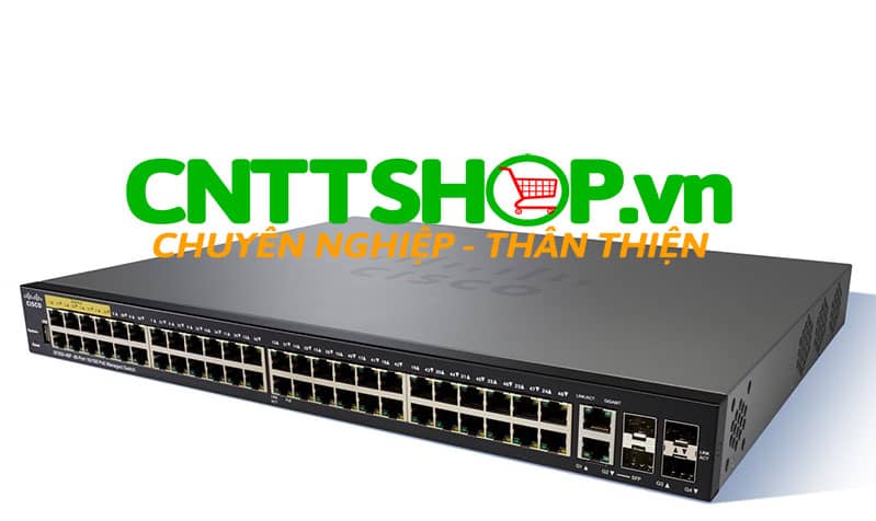 Switch Cisco SF350-48P-K9-EU 48 10/100 PoE+ ports 382W power budget, 2 Gigabit copper/SFP combo + 2 SFP ports