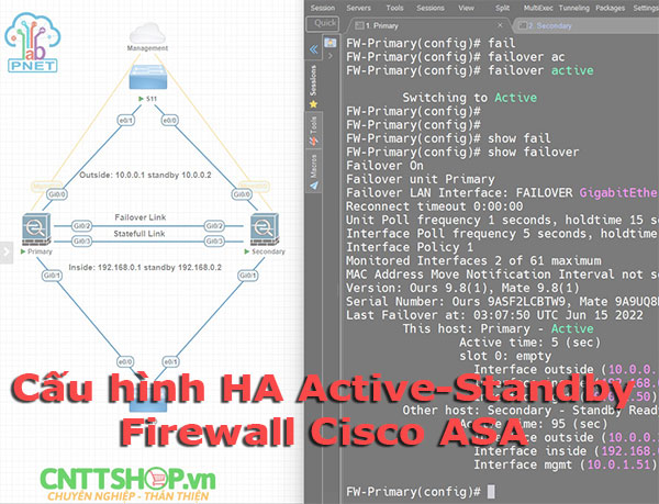 Cấu hình HA Failover Active-Standby trên Firewall Cisco ASA