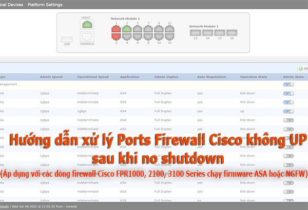 Khắc phục lỗi Firewall Cisco FPR ASA Interface Not Coming Up