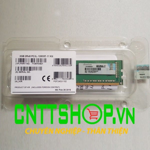 Ram máy chủ HP 713975-B21 2GB (1x2GB) Single Rank x8 PC3L-12800E DDR3-1600 Registered CAS-11 Low Voltage Memory Kit