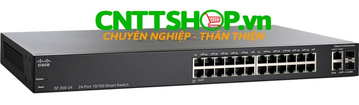 Switch Cisco SF200-24 24 ports 10/100 PoE 180W, 2 combo mini-GBIC ports