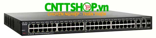 Switch Cisco SF300-48P 48 10/100 PoE ports with 375W, 2 10/100/1000 ports, 2 combo mini-GBIC