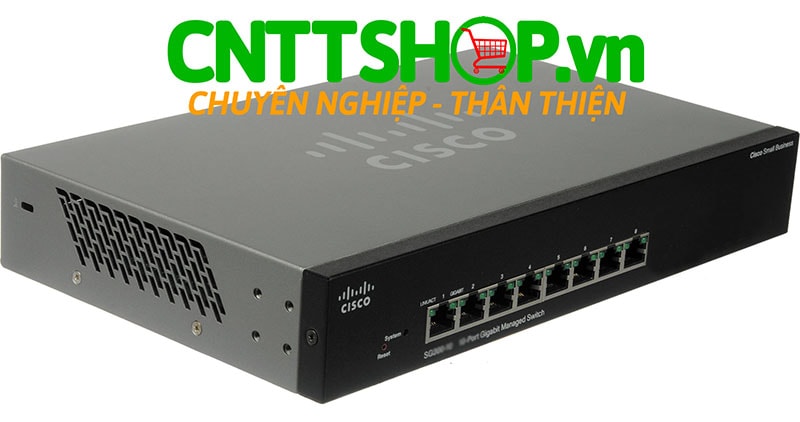 Switch Cisco SG250-08 8 10/100/1000 ports (Port 8 with PoE+ power input support)