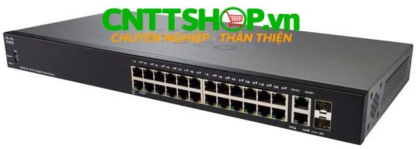 Switch Cisco SG250-26P-K9 24 10/100/1000 PoE+ ports with 195W power budget, 2 Gigabit copper/SFP ports