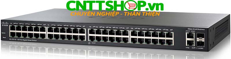 Switch Cisco  SG250-50P-K9-EU 48 10/100/1000 PoE+ ports with 375W, 2 Gigabit copper/SFP combo ports
