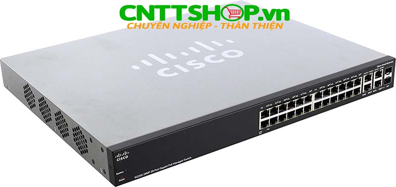 Switch Cisco SG300-28MP 26 Ports 10/100/1000 (24 PoE+ ports 375W), 2 combo mini-GBIC ports