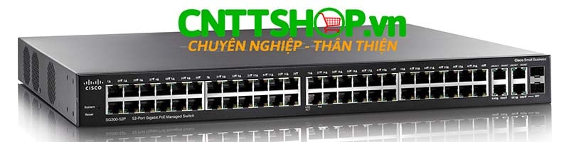 Switch Cisco SG300-52P 50 10/100/1000 ports (48 PoE+ Ports 375W), 2 combo mini-GBIC ports