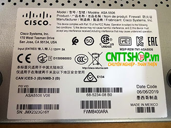 ASA5506-K9 Cisco ASA 5506-X with FirePOWER services, 8GE Data, 1GE Mgmt, AC, 3DES/AES