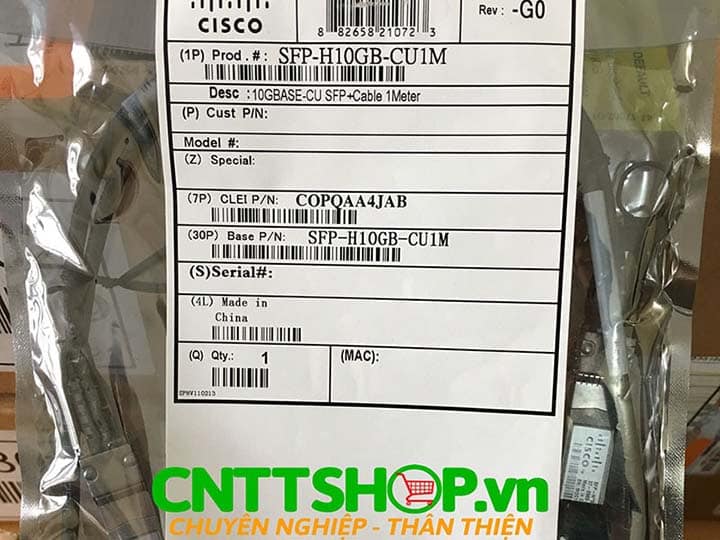 Cisco SFP-H10GB-CU1M= 10GBASE-CU SFP+ Cable 1 Meter - Cisco Switch