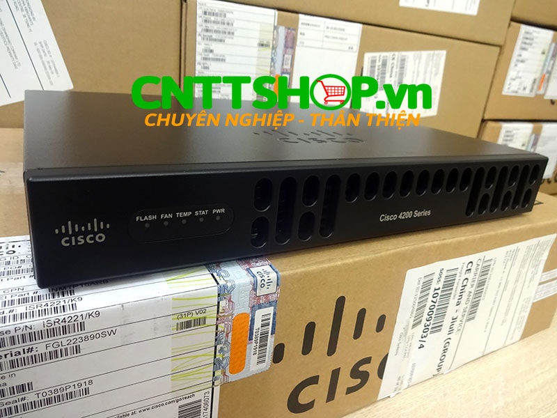 Integrated Services Router ISR4221/K9 Cisco ISR 4221 (2 GE, 2 NIM, 8 GB FLASH, 4 GB DRAM (default memory) (CON-SNT-ISR4221K) 