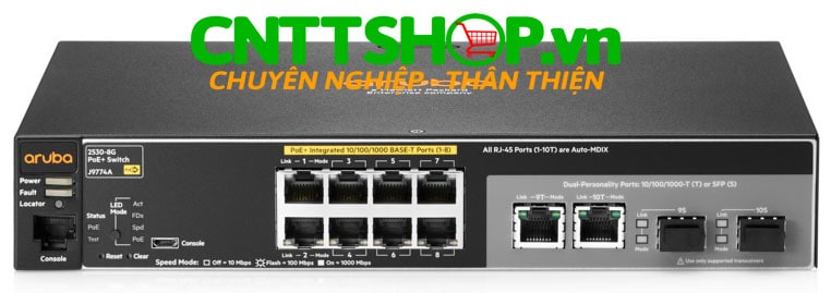 Switch Aruba J9774A 2530 8 Ports PoE+ 67W, 2 Combo Uplink