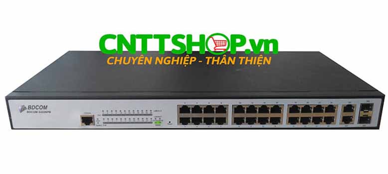 Switch BDCOM S2226PB 24 10/100 Base-T ports PoE 400W, 2 gigabit combo ports
