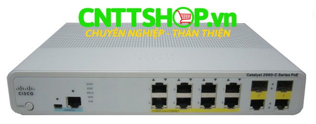 Switch Cisco WS-C2960C-8PC-L 8 Port FE PoE 124W, 2 x Dual Purpose Uplink LAN Base