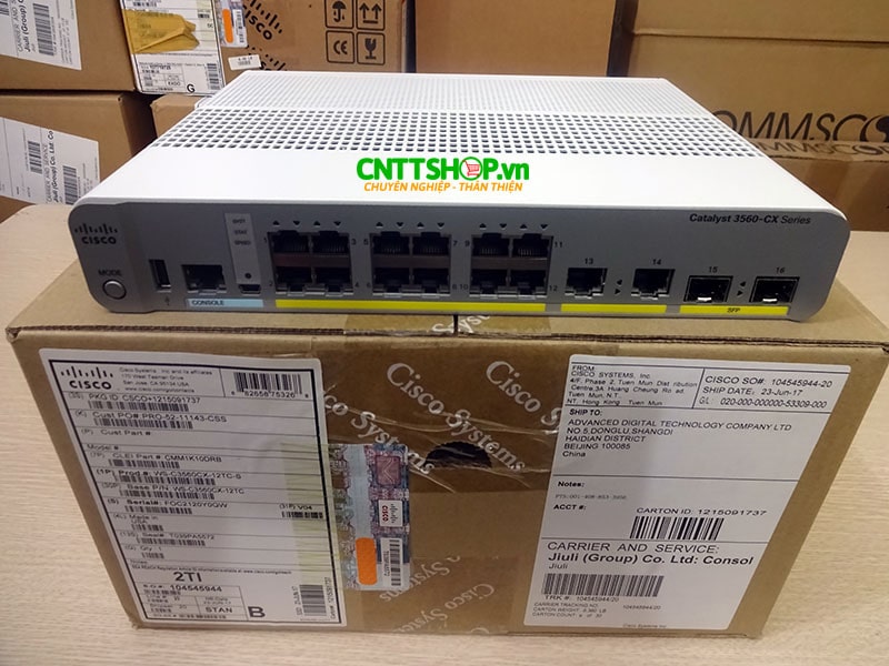 Switch Cisco WS-C3560CX-12TC-S Catalyst 3560-CX 12 GE, uplinks: 2 x 1G SFP and 2 x 1G copper, IP Base