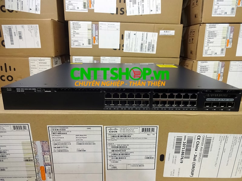 Switch Cisco WS-C3650-24PS-L 24 10/100/1000 Ethernet PoE+ and 4x1G Uplink ports, 640WAC PSU, LAN Base