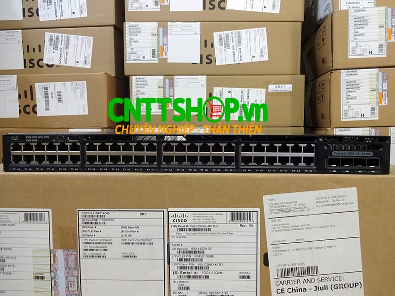 Switch Cisco WS-C3650-48TD-S 48 10/100/1000 Ethernet and 2x10G Uplink ports, 250WAC PSU, IP Base