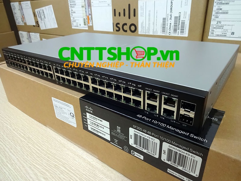 Switch Cisco SF300-48 48 10/100 ports, 2 10/100/1000 ports, 2 combo mini-GBIC
