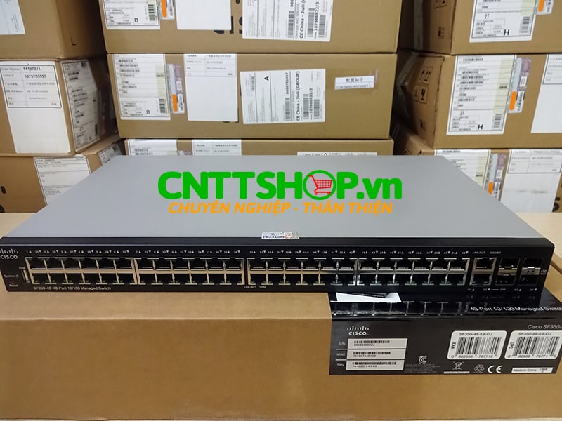 Switch Cisco SF350-48-K9-EU 48 10/100 ports, 2 Gigabit copper/SFP combo + 2 SFP ports