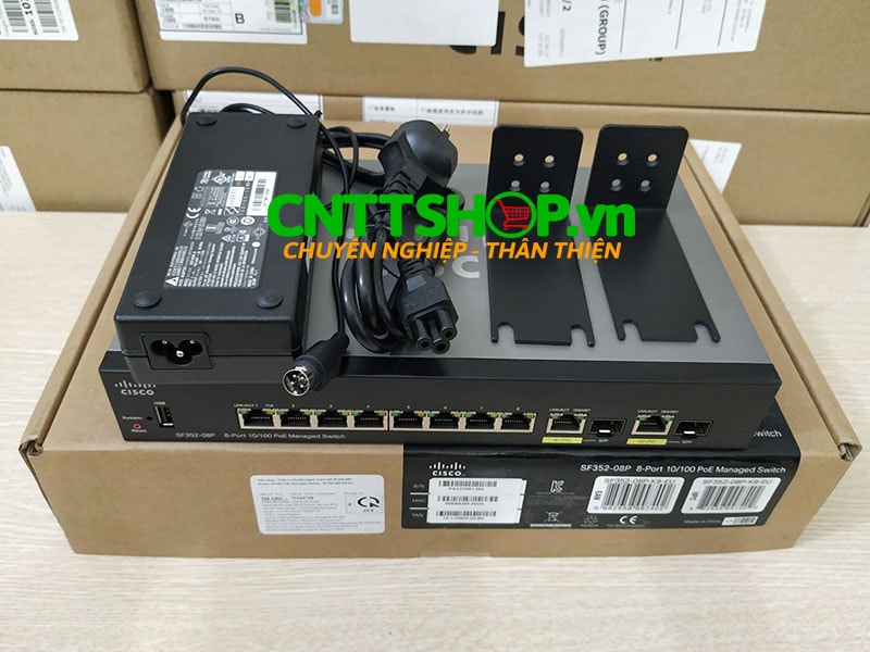 Switch Cisco  SF352-08P 8 10/100 ports with 62W power budget, 2 Gigabit copper/SFP combo