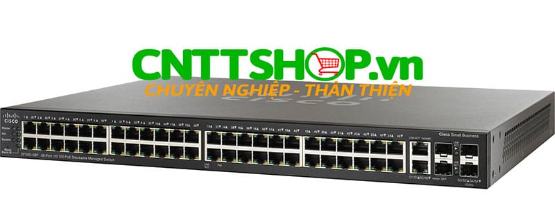 Switch Cisco SF500-48P 48 Ports 10/100 PoE+, 4 GE Uplink (2 combo* Gigabit Ethernet + 2 1GE/5GE SFP)