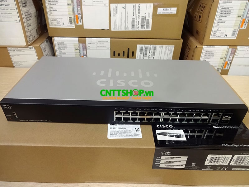 Switch Cisco SG250-26-K9-EU 24 10/100/1000 ports, 2 Gigabit copper/SFP combo ports