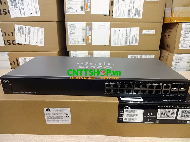 Switch Cisco SG350-20-K9 16 10/100/1000 ports, 2 Gigabit copper/SFP combo + 2 SFP ports