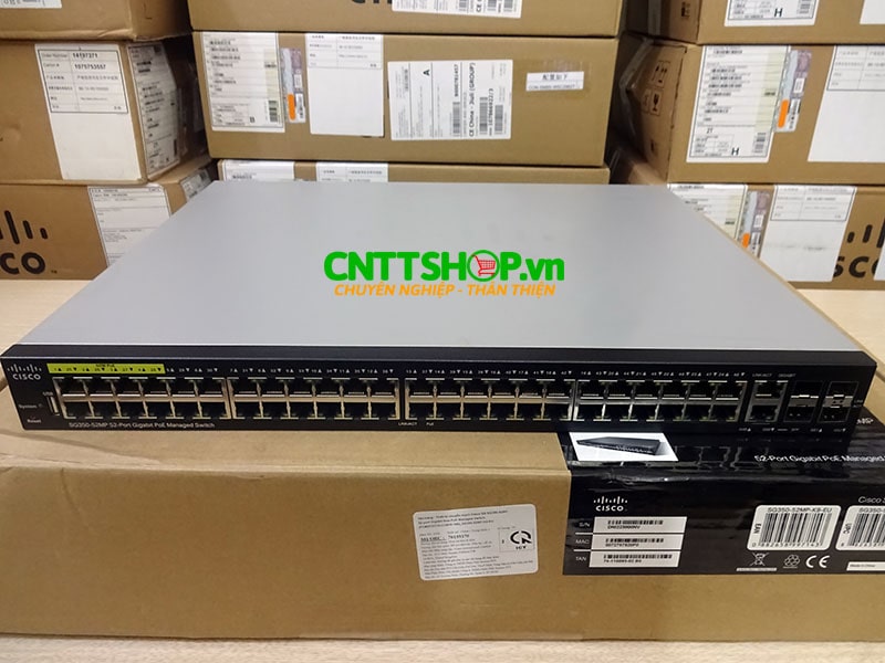 Switch Cisco SG350-52MP-K9-EU  48 ports 10/100/1000 PoE 740W,  2 Gigabit copper/SFP combo + 2 SFP ports