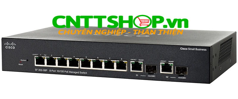 Switch Cisco SRW208P-K9 8 10/100 PoE ports with 62W, 2 combo mini-GBIC ports