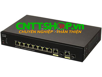 Switch Cisco SG250-10P 8 Ports PoE+ 62W 2 RJ45/SFP 60W PoE Uplink