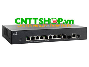 Switch Cisco SG300-10PP-K9 8 ports PoE+ 62W, 2 Combo mini-GBIC