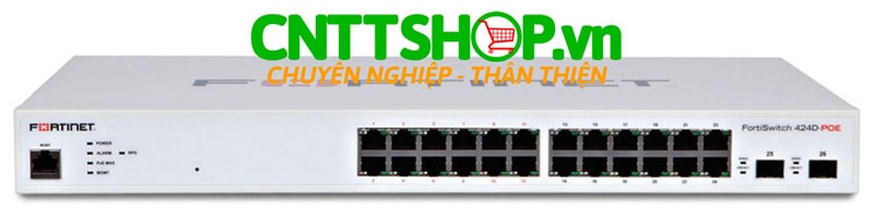 FS-424D-POE Fortinet FortiSwitch 424D-POE 24 Ports GE RJ45 PoE+ 185W, 2x 10 GE SFP+ ports