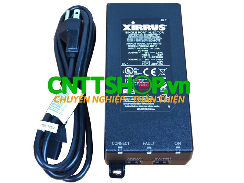 Xirrus XP1-MSI-75M 1 Port PoE 75W Power Injector with SNMP and web management