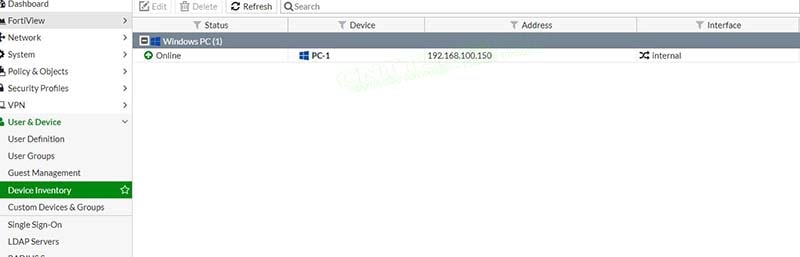 Cấu hình quản lý truy cập qua địa chỉ MAC trên Fortigate