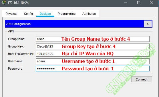 kết nối vpn từ client