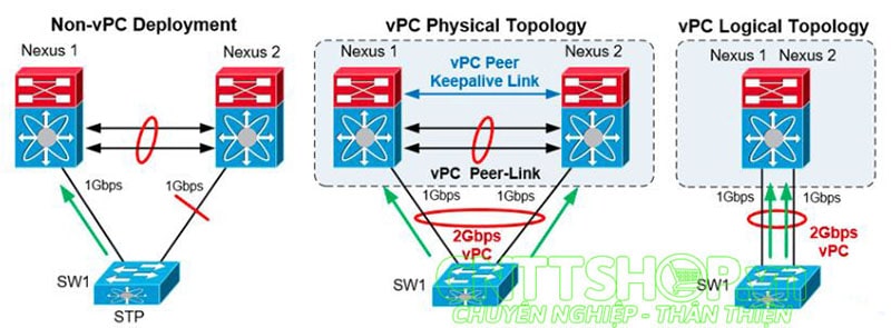 Mô hình triển khai vPC trên switch Cisco nexus