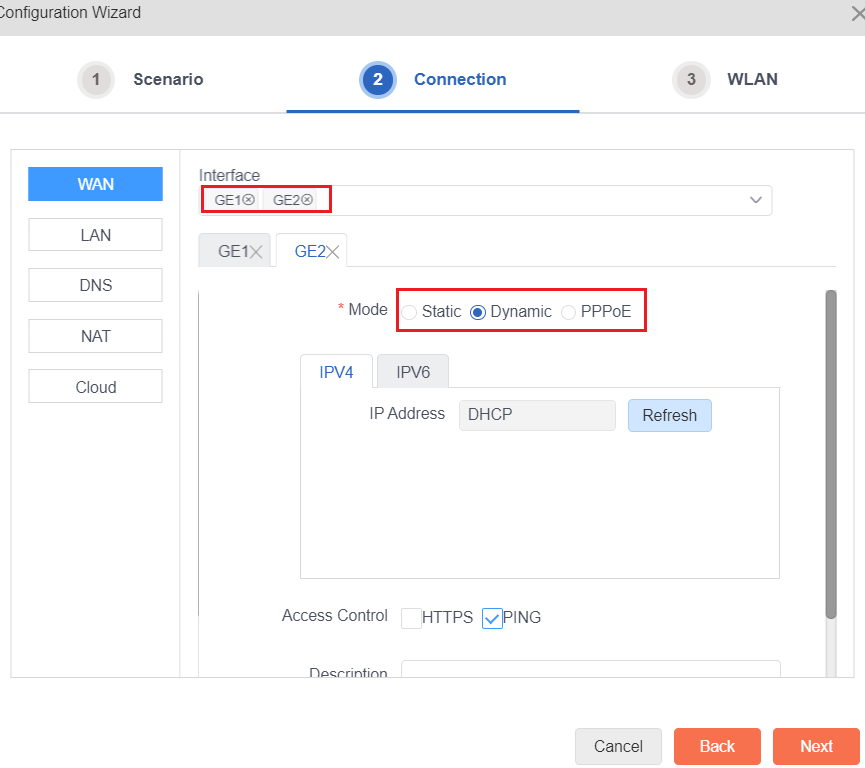 config cổng wan