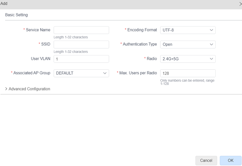 cấu hình ssid