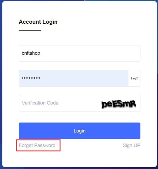 Forgot password on login page