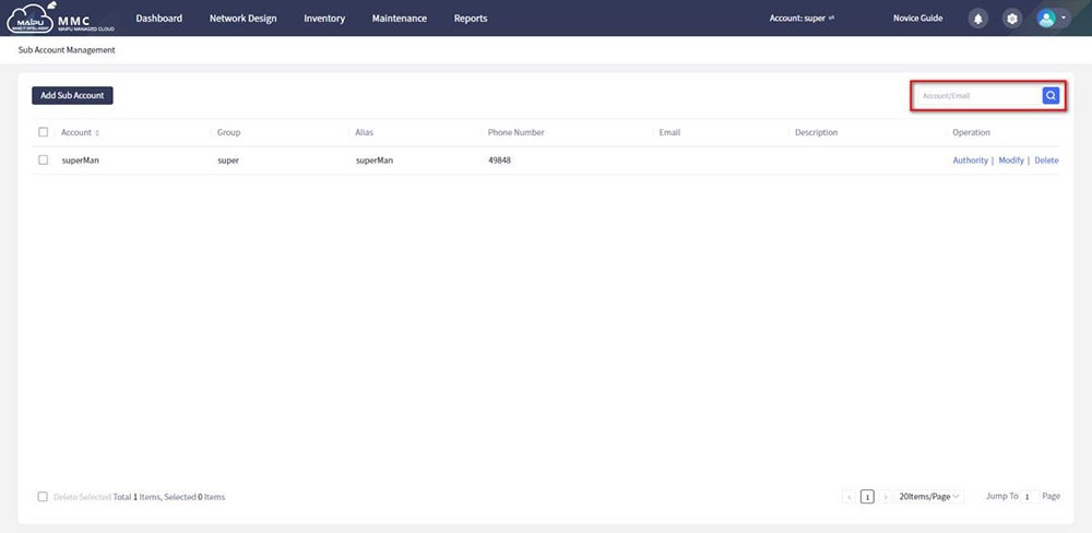 Figure 1-2-8 Query sub-account