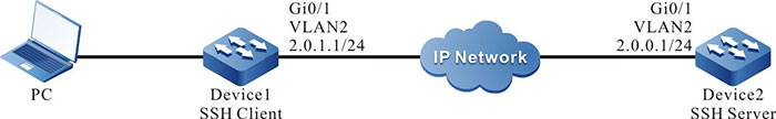 Network Topology for Configuring a Local Device to Log in to a Remote Device via SSH