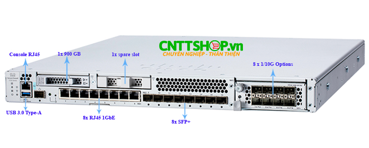 Firewall Cisco FPR3110-ASA-K9 with 8x RJ45, 8x 1/10G SFP+, running on ASA software
