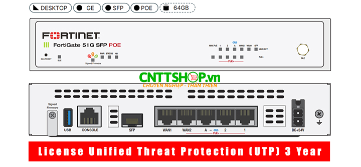 Firewall FortiGate FG-51G-SFP-POE-BDL-950-36