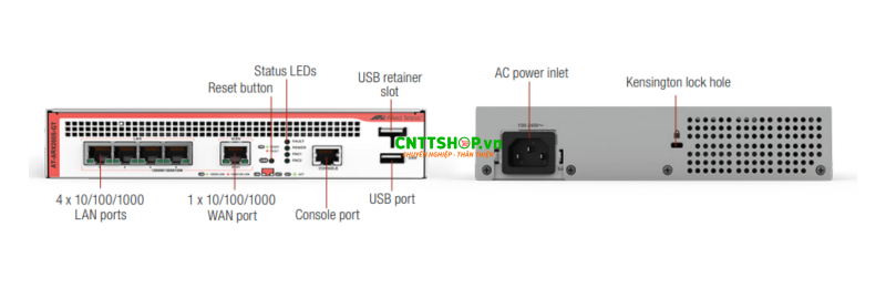 Thiết kế và cổng của Firewall Allied Telesis AT-ARX200S-GT-50