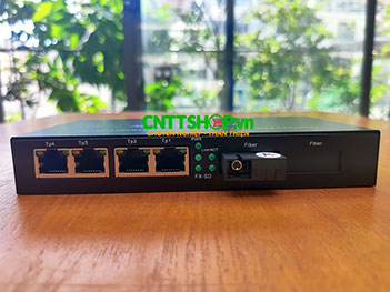 PRO-214S-20A Media converter 4x 10/100/1000 Base-Tx to Base-Fx, 20km.