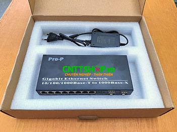 PRO-2228-SFP Media Converter 8 x 1000 Base-Tx to 2 x 1000 Base-Fx