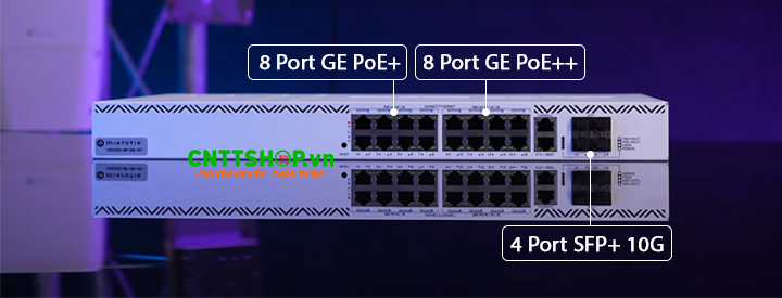 Giao diện cổng kết nối mạng trên CRS320-8P-8B-4S+RM