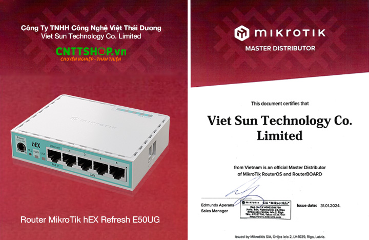 Mua Router MikroTik hEX E50UG chính hãng, giá tốt