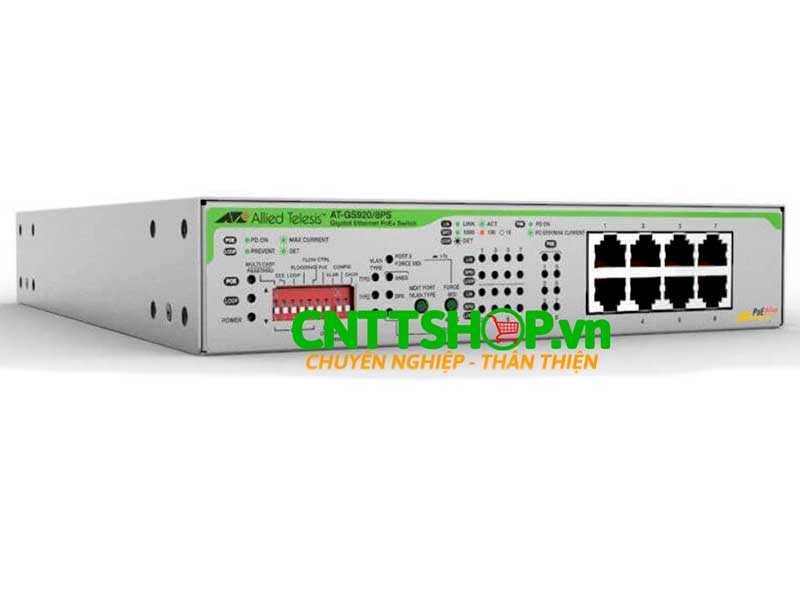 Bộ chia mạng 8 cổng PoE Unmanaged Allied Telesis AT-GS920/8PS