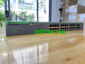 AT-GS950/28PS Switch Allied Telesis 24-port 10/100/1000T POE+ WebSmart switch with 4 SFP ports