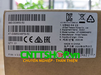 AT-GS950/48PS Switch Allied Telesis 48 Ports (24 POE+ Enabled) WebSmart, 4 SFP Combo Ports